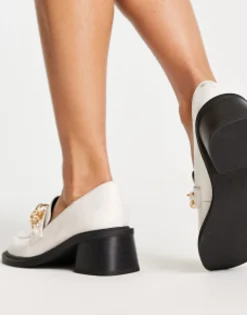 Design Sergio Mid Heeled Loafers With Chain In