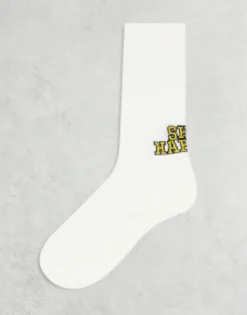 Design Shit Happens Slogan Socks In