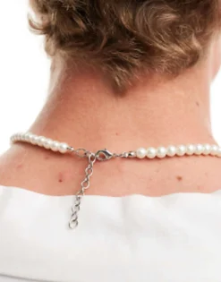 Design Short 6Mm Glass Faux Pearl Necklace In