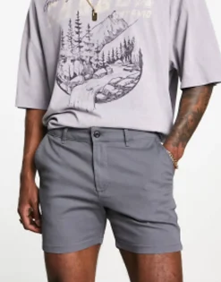 Design Skinny Chino Shorts In Shorter Length In
