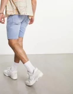 Design Skinny Regular Length Denim Shorts In Vintage Light Wash