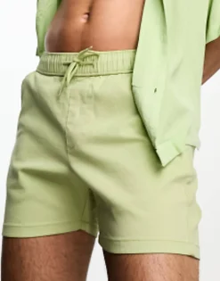 Design Skinny Shorts In Shorter Length In Green