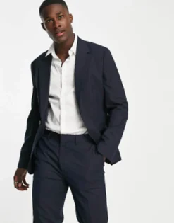 Design Skinny Suit Jacket In Navy