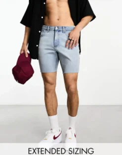 Design Slim Denim Shorts In Wash With Raw Hem