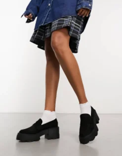 Design Sloane Chunky Mid Heeled Loafers In
