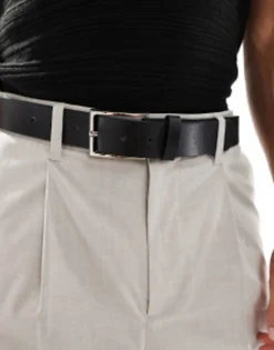 Design Smart Faux Leather Belt With Silver Buckle In