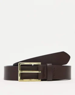Design Smart Faux Leather Belt With Gold Buckle In