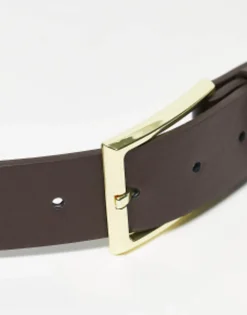 Design Smart Faux Leather Belt With Gold Buckle In