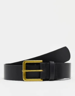 Design Smart Leather Belt With Gold Buckle In