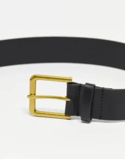 Design Smart Leather Belt With Gold Buckle In