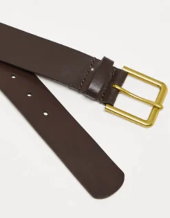 Design Smart Leather Belt With Gold Buckle In