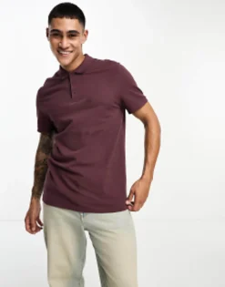 Design Smart Pique Polo Shirt In Burgundy