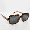 Design Square Sunglasses In Tort With Black Lens