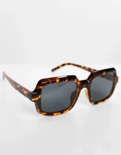 Design Square Sunglasses In Tort With Black Lens