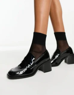 Design Substitute Smart Mid Heeled Loafers In Black