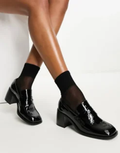 Design Substitute Smart Mid Heeled Loafers In Black
