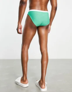 Design Swim Briefs With Contrast White Tipping In Bright Green