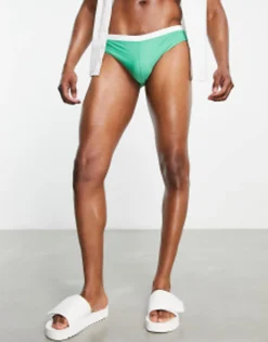 Design Swim Briefs With Contrast White Tipping In Bright Green
