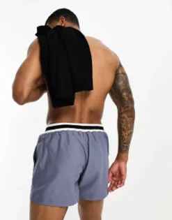 Design Swim Shorts In Short Length With Smart Styling In Charcoal