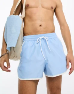Design Swim Shorts In Super Short Length With Contrast Side Panels In