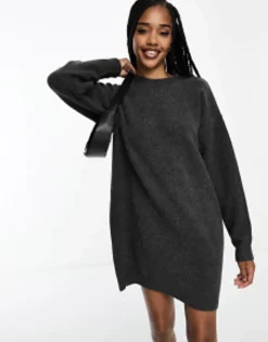 Design Tall Knitted Jumper Mini Dress With Crew Neck In