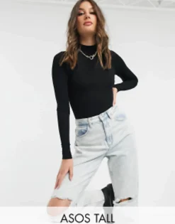 Design Tall Long Sleeve Bodysuit With Turtle Neck In