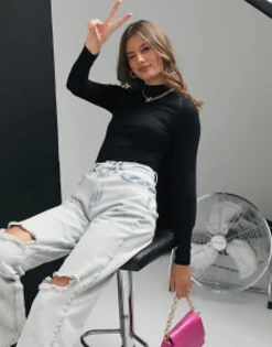 Design Tall Long Sleeve Bodysuit With Turtle Neck In