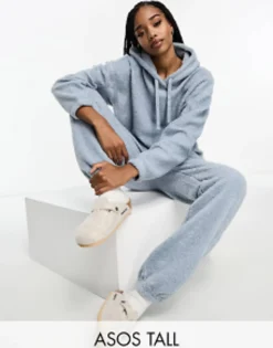 Design Tall Lounge Borg Hoodie & Jogger Set In