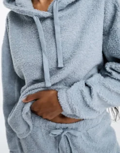 Design Tall Lounge Borg Hoodie & Jogger Set In