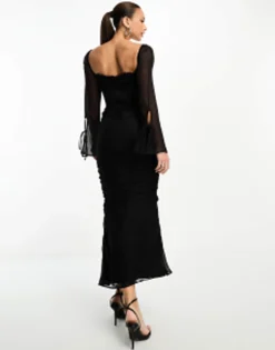 Design Tall Milkmaid Ruffle Corset Detail Midi Dress In