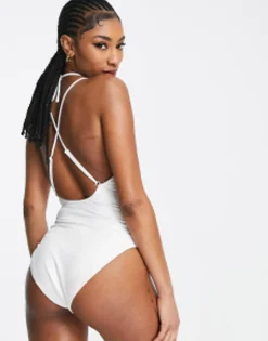 Design Tall Ring Detail Strappy Back Swimsuit In