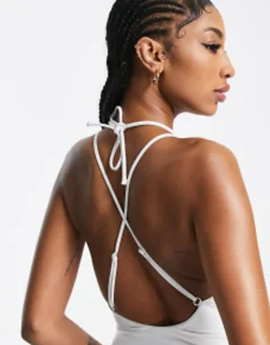 Design Tall Ring Detail Strappy Back Swimsuit In