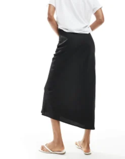 Design Tall Satin Bias Midi Skirt In