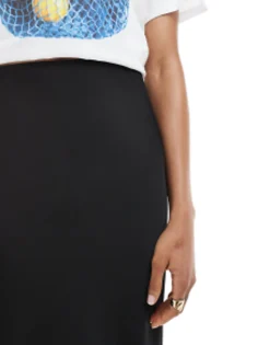 Design Tall Satin Bias Midi Skirt In