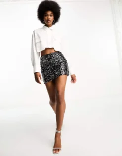 Design Tall Sequin Mini Skirt In
