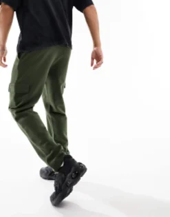 Design Tapered Cargo Joggers With Toggle In Khaki
