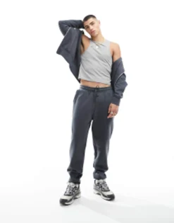 Design Tapered Heavyweight Joggers In Washed Black