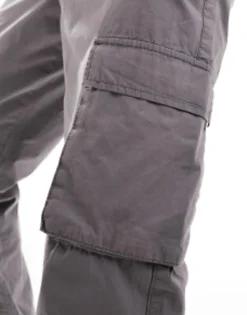 Design Tapered Pull On Cargo Trouser In Washed With Elasticated Waist