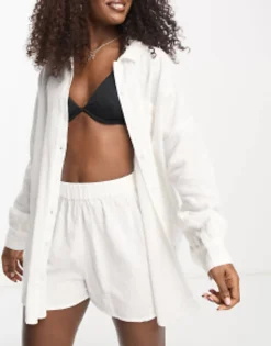 Design Textured Beach Co Ord In White