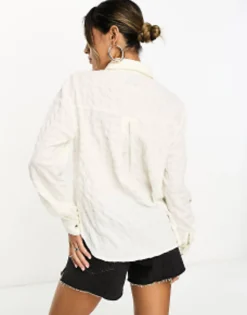 Design Textured Relaxed Button Through Shirt In