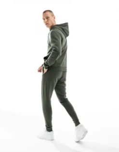 Design Tracksuit With Hoodie And Skinny Joggers In Charcoal