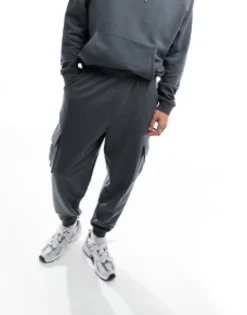 Design Tracksuit With Oversized Hoodie And Relaxed Joggers In Charcoal