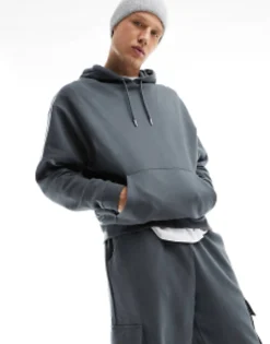 Design Tracksuit With Oversized Hoodie And Relaxed Joggers In Charcoal