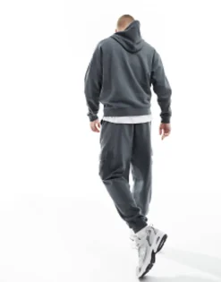 Design Tracksuit With Oversized Hoodie And Relaxed Joggers In Charcoal