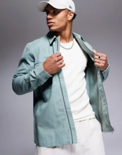 Design Twill Zip Through Shacket In