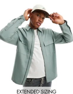 Design Twill Zip Through Shacket In