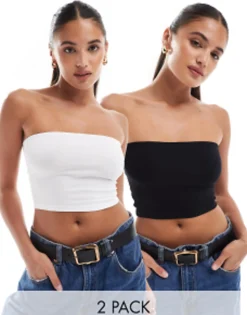 Design Ultimate Crop Bandeau Top 2 Pack In Multi