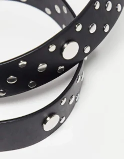 Design Waist And Hip Jeans Belt With Studding And Square Buckle