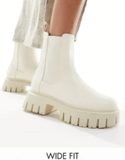 Design Wide Fit Anthem Chunky Chelsea Boots In Off