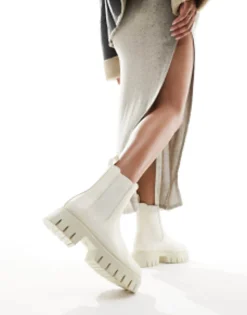 Design Wide Fit Anthem Chunky Chelsea Boots In Off